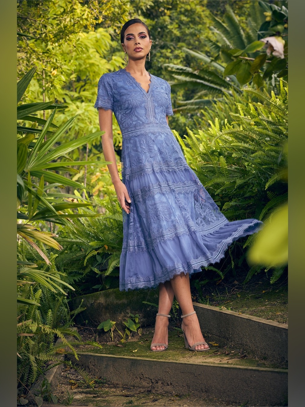 NEW Tadashi Shoji Amara Lace Dress In Blue Stone Size 4